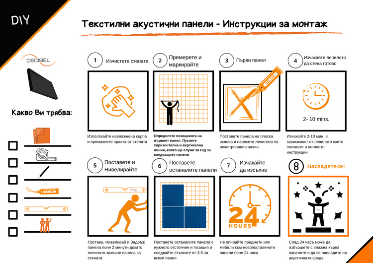 Echo wall текстилни акустични панели - инструкции за монтаж