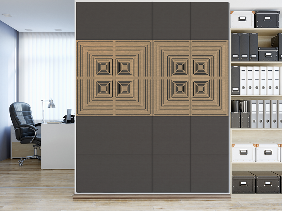Perforated wood acoustic panels for offices