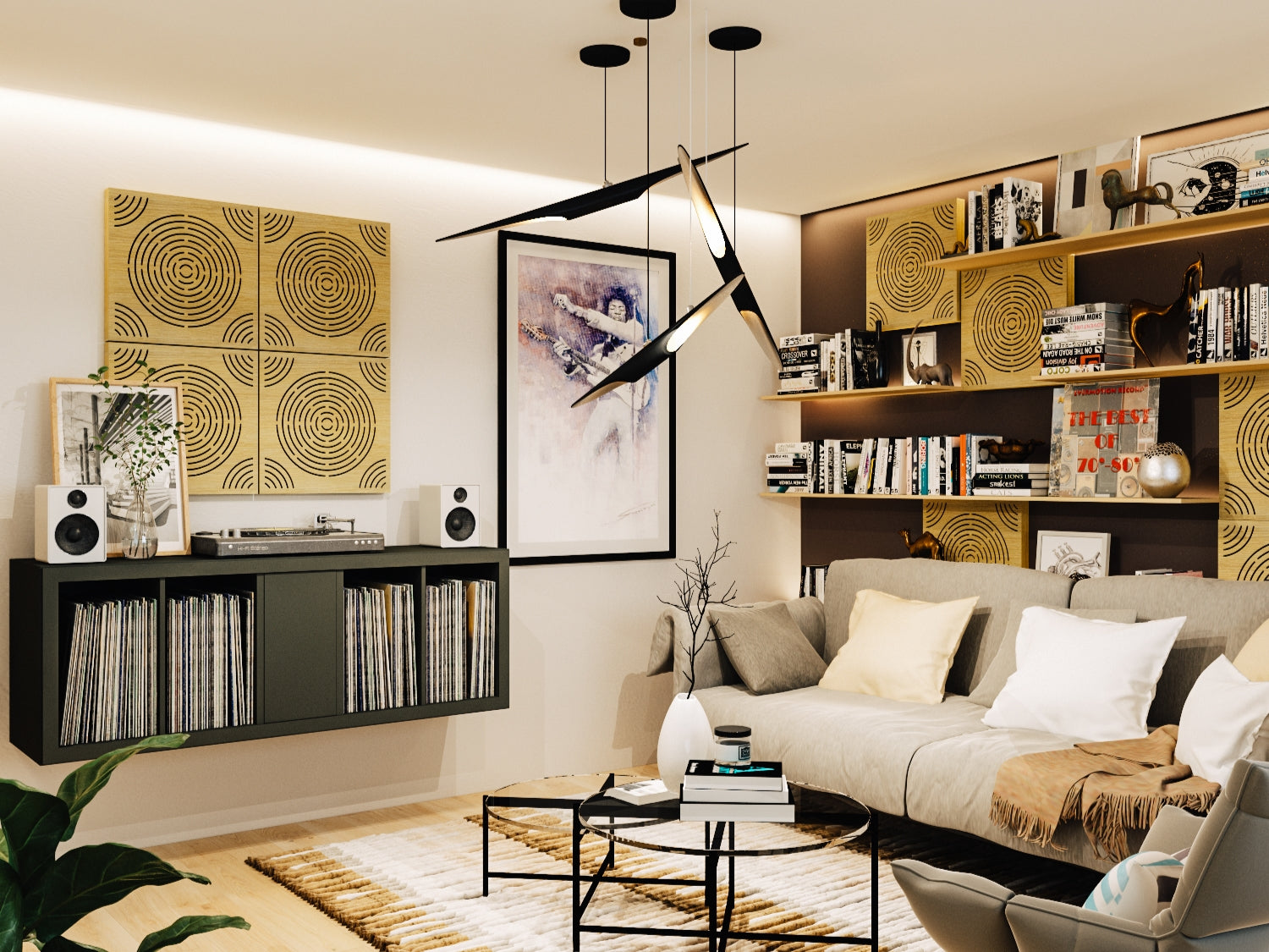 Perforated wood acoustic panels for homes